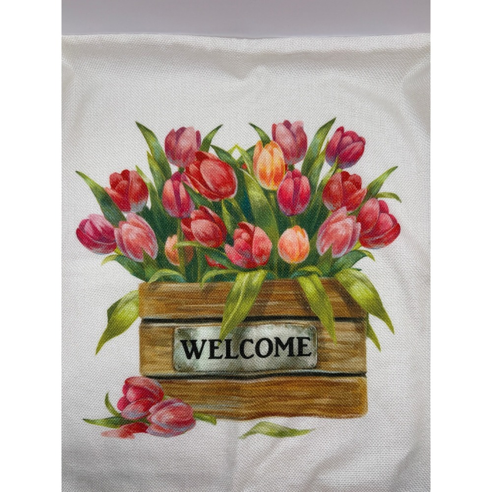 Set‎ of 4 Spring Tulip Pillow Covers 18x18 Farmhouse Floral Decor Cushion Cases